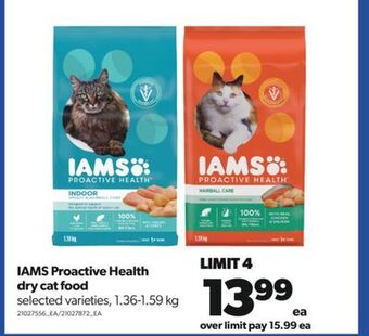 Real Canadian Superstore Iams proactive health dry cat food, 1.36-1.59 kg offer