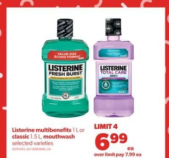 Real Canadian Superstore Listerine multibenefits 1 l or classic 1.5 l, mouthwash offer