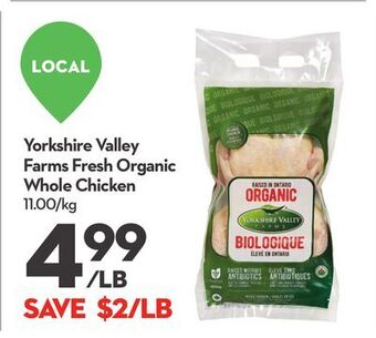 Longo's Yorkshire valley farms fresh organic whole chicken offer