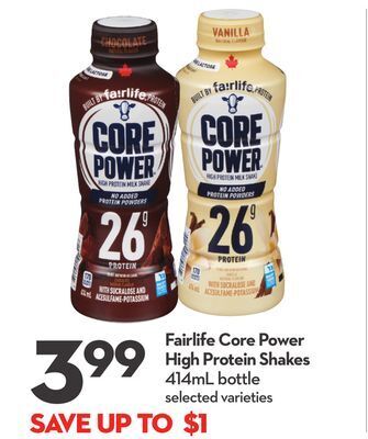 Longo's Fairlife core power high protein shakes offer