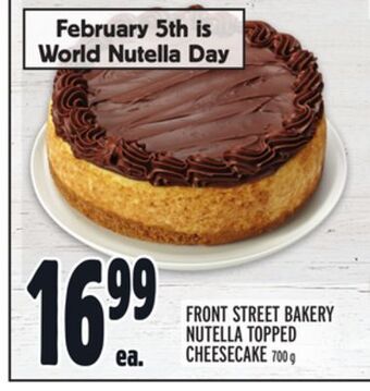 Metro Front street bakery nutella topped cheesecake offer