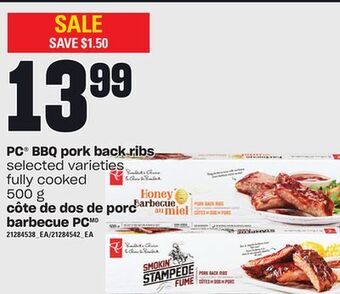 Independent Grocer Pc® bbq pork back ribs, 500 g offer