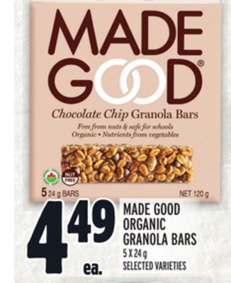 Metro Made good organic granola bars offer