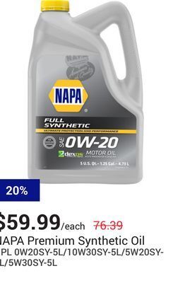 NAPA Auto Parts Synthetic oil offer