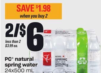 Independent Grocer Pc® natural spring water, 24x500 ml offer