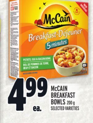 Metro Mccain breakfast bowls offer