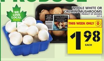 Food Basics Whole white or cremini mushrooms offer