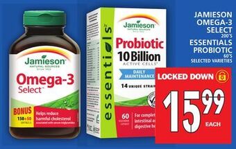 Food Basics Jamieson omega-3 select or essentials probiotic offer