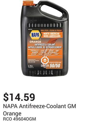NAPA Auto Parts Antifreeze-coolant gm orange offer
