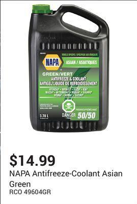 NAPA Auto Parts Antifreeze-coolant asian green offer