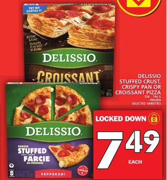 Food Basics Delissio stuffed crust, crispy pan or croissant pizza offer