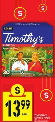 Food Basics Timothy's coffee pods offer