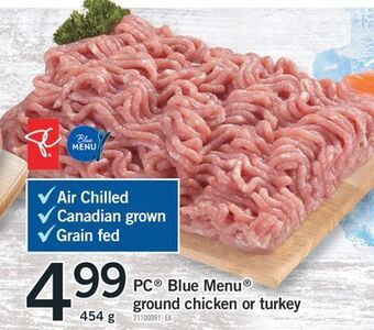 Fortinos Pc® blue menu® ground chicken or turkey, 454 g offer