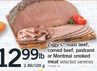 Fortinos Ziggy's® roast beef, corned beef, pastrami or montreal smoked meat offer
