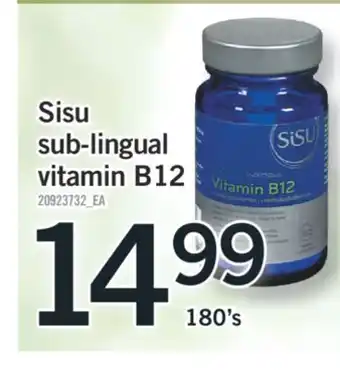 Fortinos Sisu sub-lingual vitamin b12, 180's offer