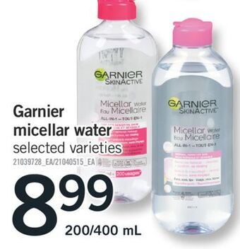 Fortinos Garnier micellar water, 200/400 ml offer