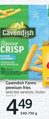 Fortinos Cavendish farms premium fries, 540-750 g offer