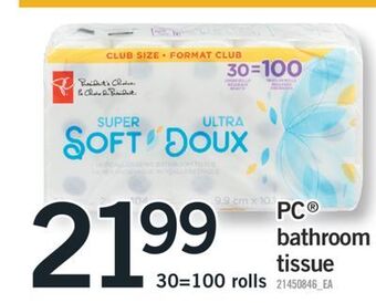 Fortinos Pc® bathroom tissue, 30=100 rolls offer