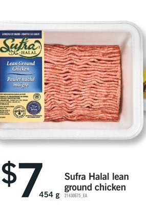 Fortinos Sufra halal lean ground chicken, 454 g offer