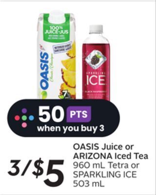 Sobeys Oasis juice or arizona iced tea offer
