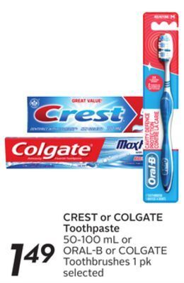 Sobeys Crest or colgate toothpaste offer