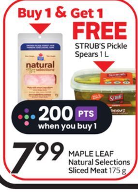 Sobeys Maple leaf natural selections sliced meat offer