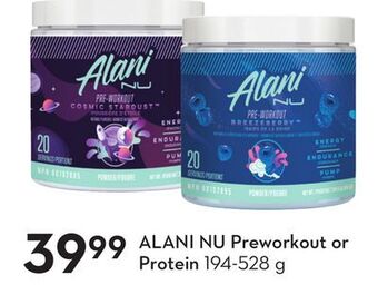 Sobeys Alani nu preworkout or protein offer