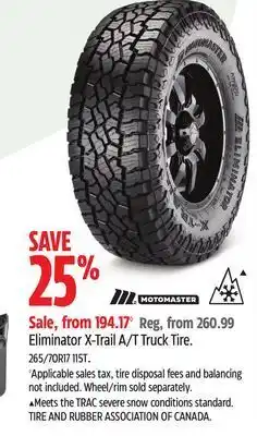 Canadian Tire Motomaster eliminator x-trail a/t truck tire offer