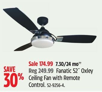 Canadian Tire Fanatic 52" oxley ceiling fan with remote control offer