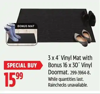 Canadian Tire Korhani studio 3 x 4´ vinyl mat with bonus 16 x 30˝ vinyl doormat offer