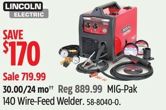Canadian Tire Lincoln electric mig-pak 140 wire-feed welder offer