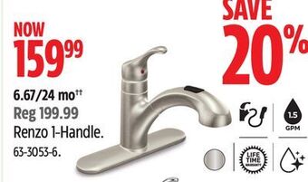 Canadian Tire Moen renzo 1-handle kitchen faucet offer