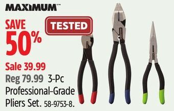 Canadian Tire Maximum 3-pc professional-grade pliers set offer