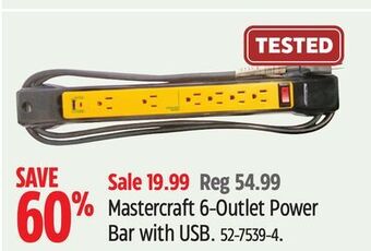 Canadian Tire Mastercraft 6-outlet power bar with usb offer