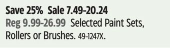 Canadian Tire Premier selected paint sets, rollers or brushes offer