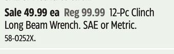 Canadian Tire Maximum 12-pc clinch long beam wrench offer