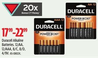 Canadian Tire Duracell alkaline batteries offer