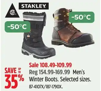 Canadian Tire Stanley men's winter boots offer