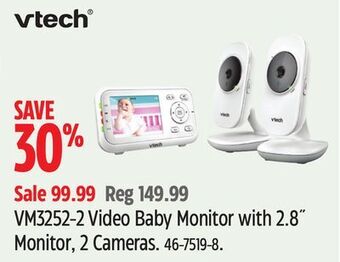 Canadian Tire Vtech vm3252-2 video baby monitor with 2.8˝ monitor, 2 cameras offer
