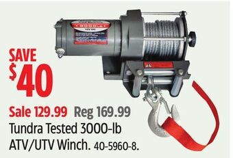 Canadian Tire Tundra tested 3000-lb atv/utv winch offer