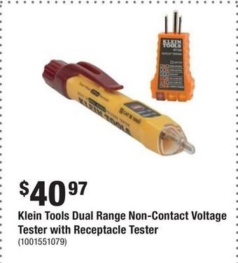 Home Depot Klein tools dual range non-contact voltage tester with receptacle tester offer