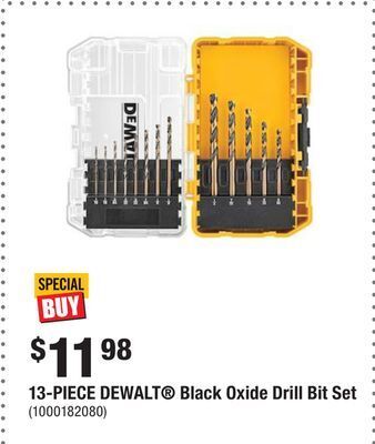 Home Depot 13-piece dewalt® black oxide drill bit set offer