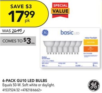 RONA Ge 6-pack gu10 led bulbs offer