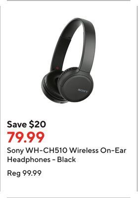 Staples Sony wh-ch510 wireless on-ear headphones - black offer
