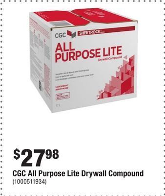 Home Depot Cgc all purpose lite drywall compound offer