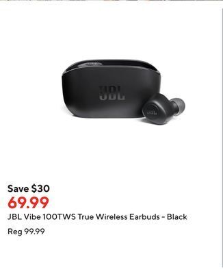 Staples Jbl vibe 100tws true wireless earbuds - black offer