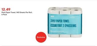 Staples Perk paper towel, 140 sheets per roll, 6 pack offer