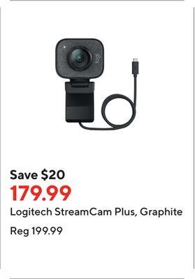 Staples Logitech streamcam plus, graphite offer