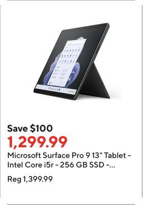 Staples Microsoft surface pro 9 13" tablet - intel core i5r - 256 gb ssd - 8 gb ram - windows 11 home - graphite offer
