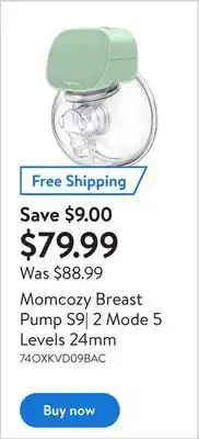 Walmart Momcozy breast pump s9| 2 mode 5 levels 24mm offer
